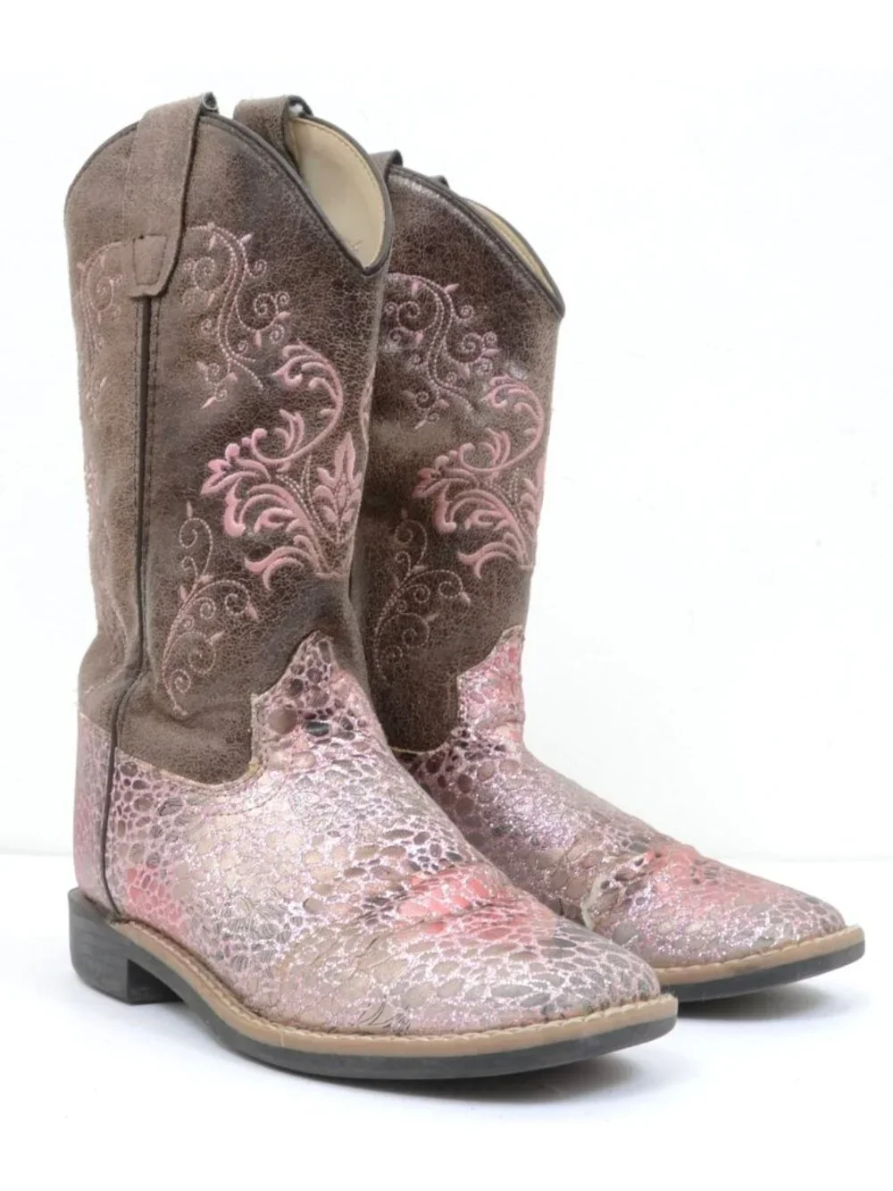 Shyanne Girls' Size 4 Aria Faux Leather Western Boot Square Toe - Cowgirl
